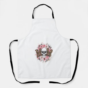 Mom Skull Mama Leopard Skull Apron