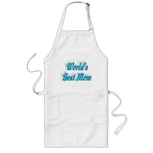 Mom  sky blue text long apron