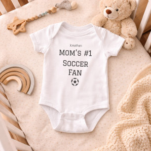 Mom Soccer Fan Baby Name Custom Bodysuit