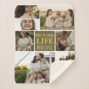 Mom Soft Cozy Photo Family Sherpa Blanket