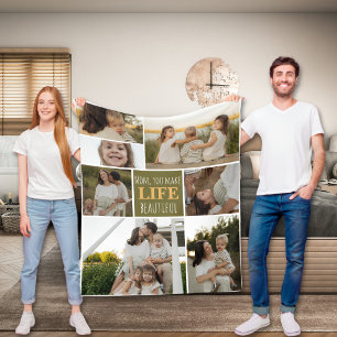 Mom Soft Cozy Photo Sleeping Fleece Blanket