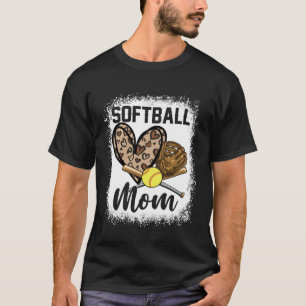 Mom Softball Leopard Softball Game Day Cute Mother T-Shirt