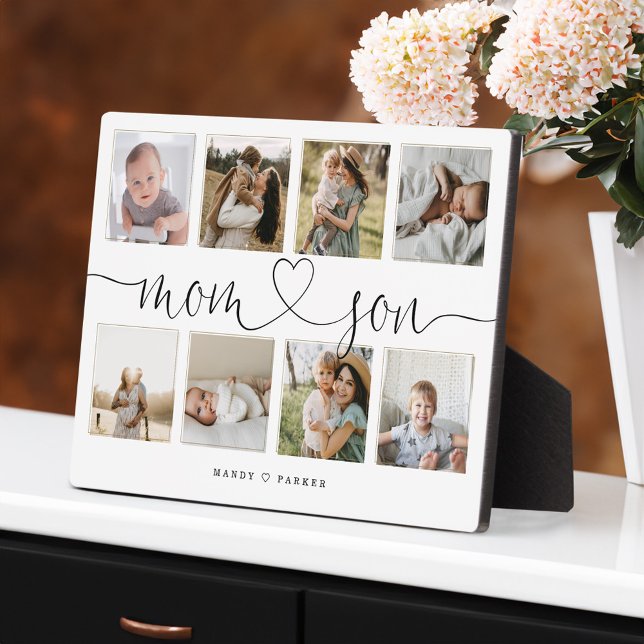 Mom & Son Heart Script | Photo Grid Collage Plaque (Mom & Son Heart Script | Photo Grid Collage Plaque)