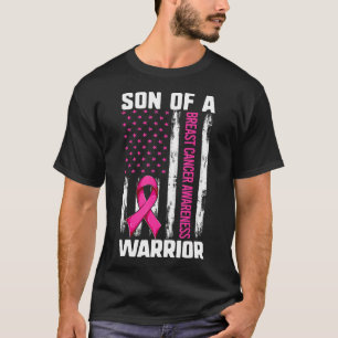 Mom Son Of A Warrior USA Flag Breast Cancer T-Shirt