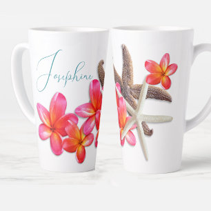 Mom Starfish Frangipani Flowers Personalized Latte Mug