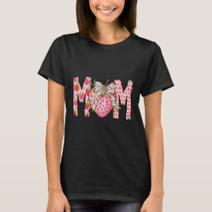 Mom Strawberry Coquette Bow Happy Valentine's Day T-Shirt