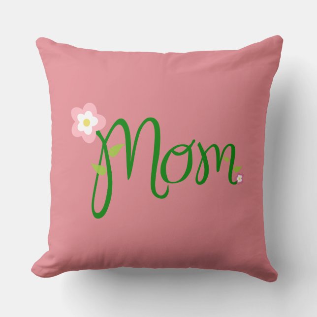 Mom Strawberry Pink Throw Pillows (Front)