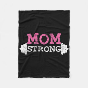 Mom Strong Mother Mama Fitness Bodybuilding Weight Fleece Blanket