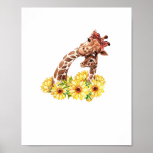 Mom Sunflower Gift Safari Africa Animal Kids Baby  Poster