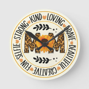 Mom Sunflower Round Clock