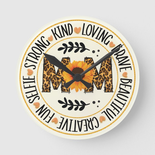 Mom Sunflower Round Clock (Front)
