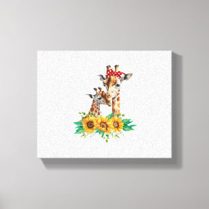 Mom Sunflower Safari Africa Animals Kids Cute Baby Canvas Print