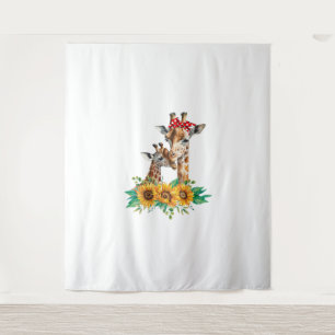 Mom Sunflower Safari Africa Animals Kids Cute Baby Tapestry