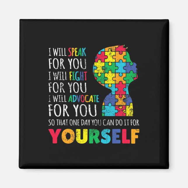 Mom Support Autism Awareness Autistic Boy Son Puzz Magnet (Front)