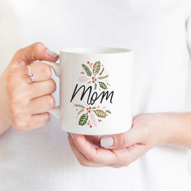 Mom Sweet Holly Holiday Black Script Coffee Mug (Creator Uploaded)