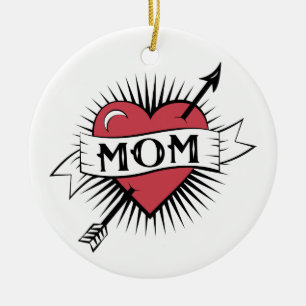 Mom Tattoo Ceramic Ornament