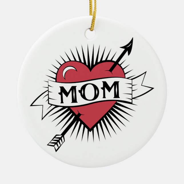 Mom Tattoo Ceramic Ornament (Front)