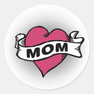 Mom Tattoo Classic Round Sticker