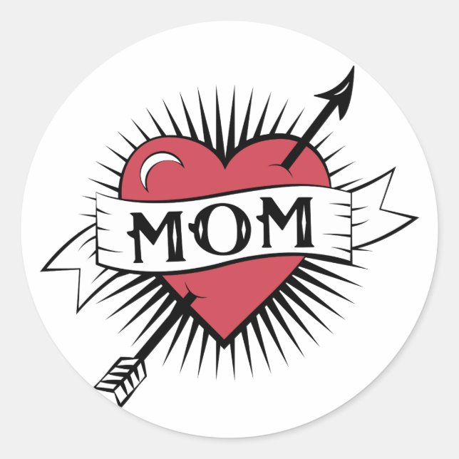 Mom Tattoo Classic Round Sticker (Front)