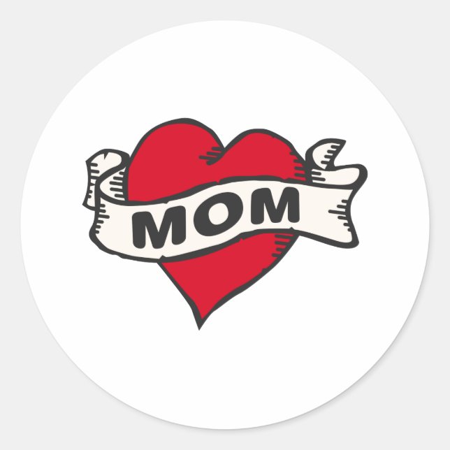 Mom Tattoo Classic Round Sticker (Front)