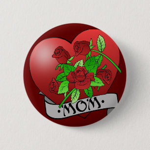 Mom Tattoo Gifts and T-shirts 2 Inch Round Button