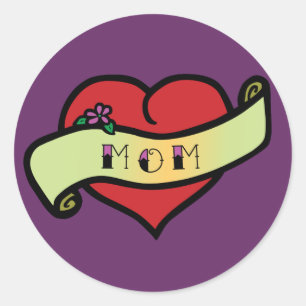 Mom Tattoo Heart Classic Round Sticker