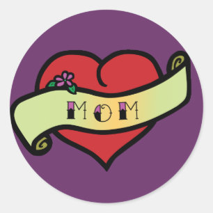 Mom Tattoo Heart Classic Round Sticker