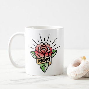 Mom Tattoo Style Rose Coffee Mug