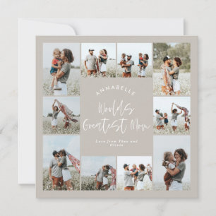 Mom taupe elegant modern minimal photo collage invitation