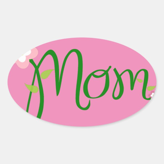mom-text-flower-font-mother oval sticker (Front)