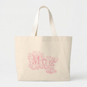 Mom text light pink graphic tote bag
