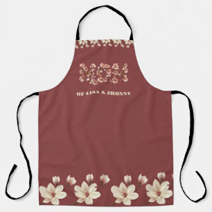 Mom Text with blossoms and Kid Names Apron