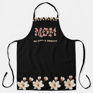  Mom Text with blossoms and Kid Names Apron
