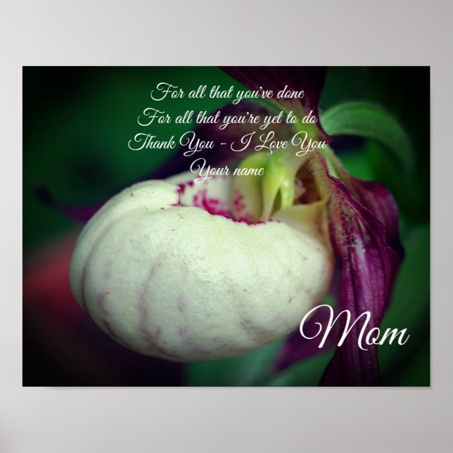 Mom Thank You Love Lady Slipper Personalized Poster (Front)
