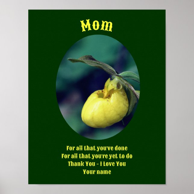 Mom Thank You Love Lady Slipper Personalized Poster (Front)