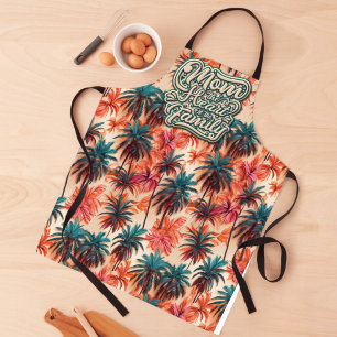 Mom the Heart of the Family Tropical Pattern Apron