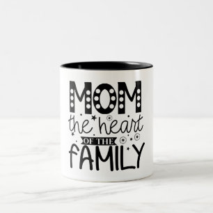Mom the Heart of the Family Two-Tone Coffee Mug