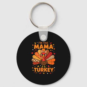Mom the mama turkey matching family thanksgiving keychain