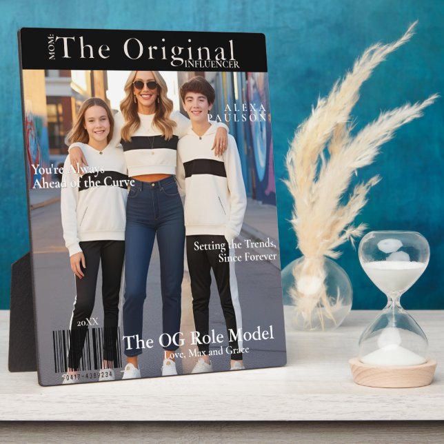 Mom: The Original Influencer' Magazine Cover  Plaque (Side)