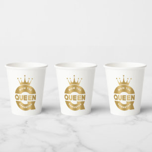 Mom The Queen Gold Creative Typography Paper Cups