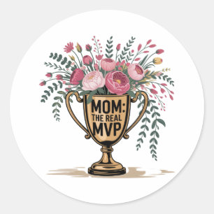 Mom The Real MVP Classic Round Sticker