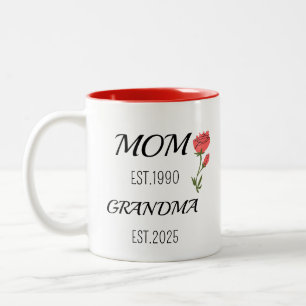 Mom Then Grandma Typography Family Design Two-Tone Coffee Mug