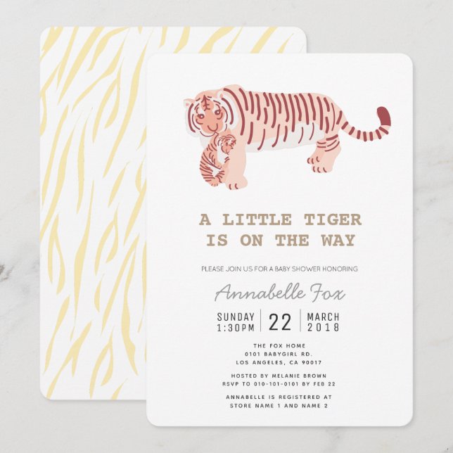 Mom Tiger Cub Gender Neutral Baby Shower Card (Front/Back)