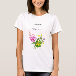 Mom To Be Adorable Wildflower Script Yellow Pink T-Shirt