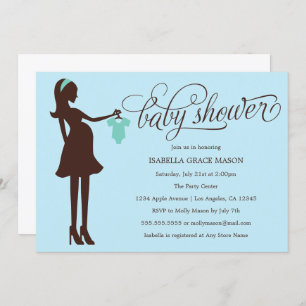 Mom to Be   Baby Blue Invitation