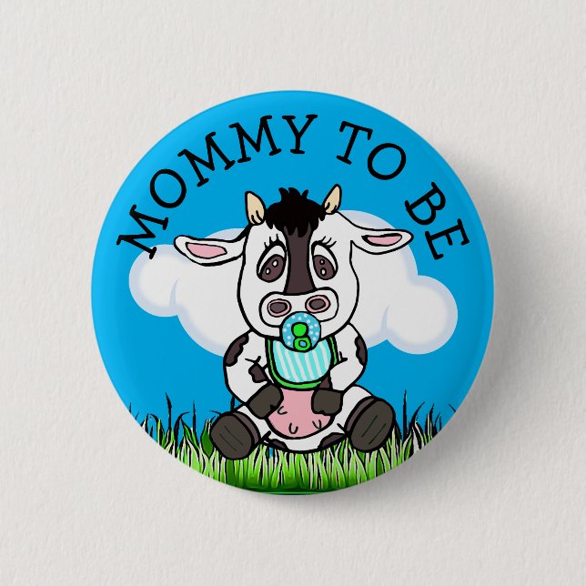 Mom to Be Baby Shower Button Farm Animal Themed (Front)