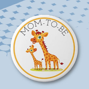 Mom to Be Baby Shower Giraffe 3 Inch Round Button