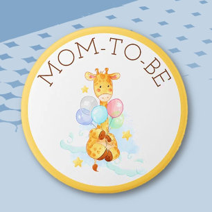 Mom To Be Baby Shower Giraffe Button