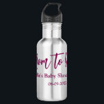 Mom to be baby shower name date pink simple minima 532 ml water bottle<br><div class="desc">design</div>