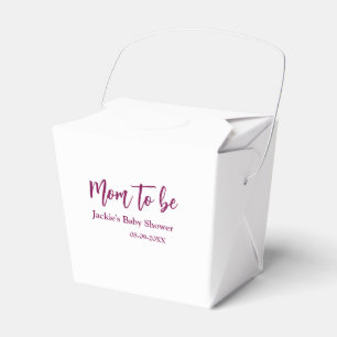 Mom to be baby shower name date pink simple minima favor box